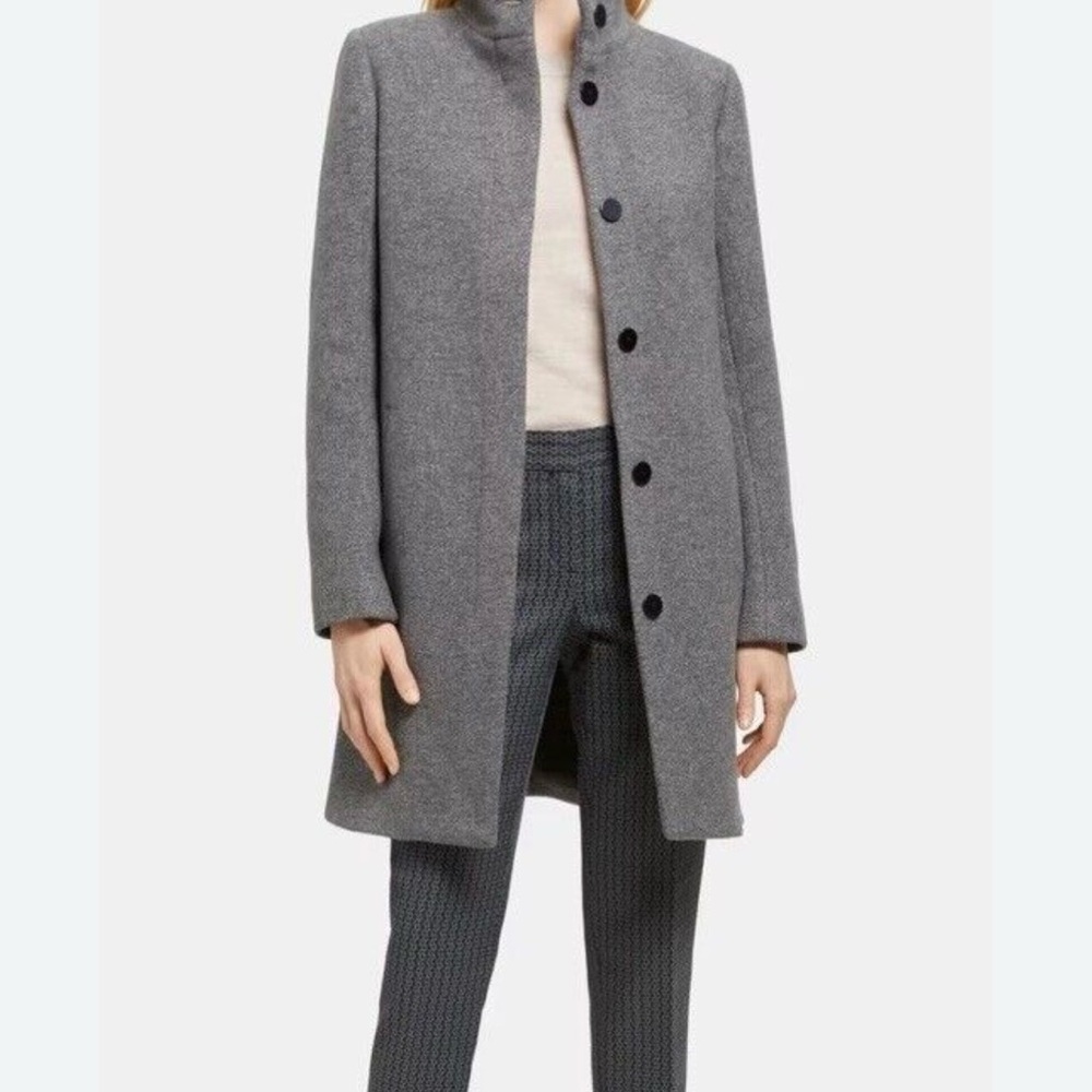 Theory Gray Wool Trench Coat